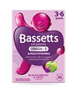 Bassetts Apple & Blackcurrant Flavour Multivitamins with Omega 3 - 3-6 Years - 30 Pack