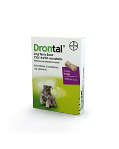 Drontal Flavour Plus Bone Shaped Worming Tablet for Dogs - 2 Tablets