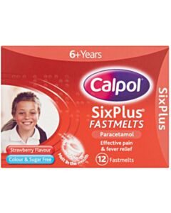Calpol Six Plus Fast Melts Strawberry Flavour pack of 12 Tablets