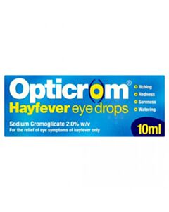 Opticrom Hayfever Eye Drops (Sodium Cromoglicate 2%) - 10ml